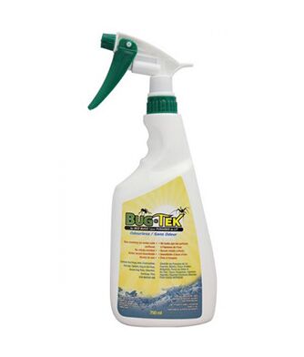 a bottle of Bug-Tek insecticide